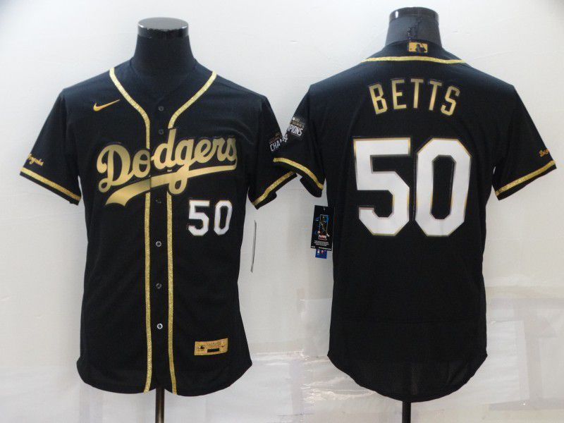 Men Los Angeles Dodgers #50 Betts Black Elite Nike 2022 MLB Jersey